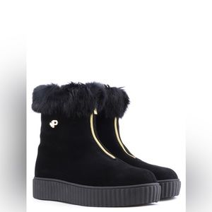 PAJAR CELIA WOMEN'S HERITAGE BOOT BLACK SUEDE FUR TRIM